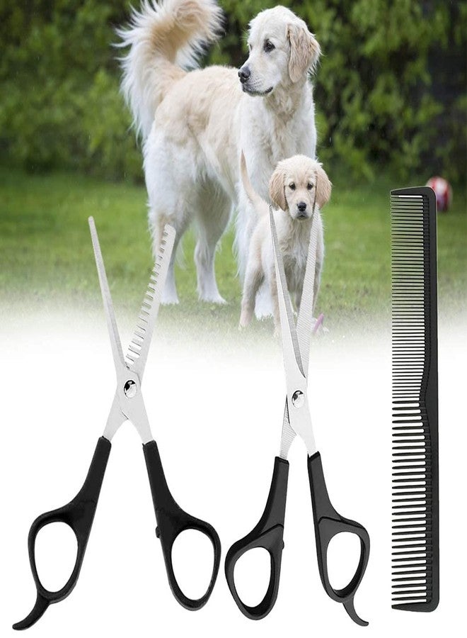 Foreign Holics Stainless Steel Professional Pet Grooming Scissor and Comb Kit for Dogs & Cats Hair Cutting (Pac of 3) - Image 2